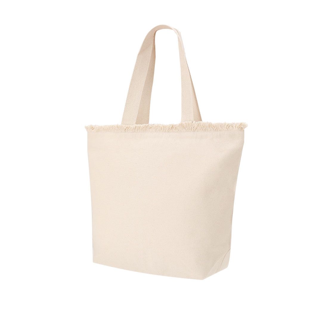 Borsa cotone naturale con bordi sfrangiati