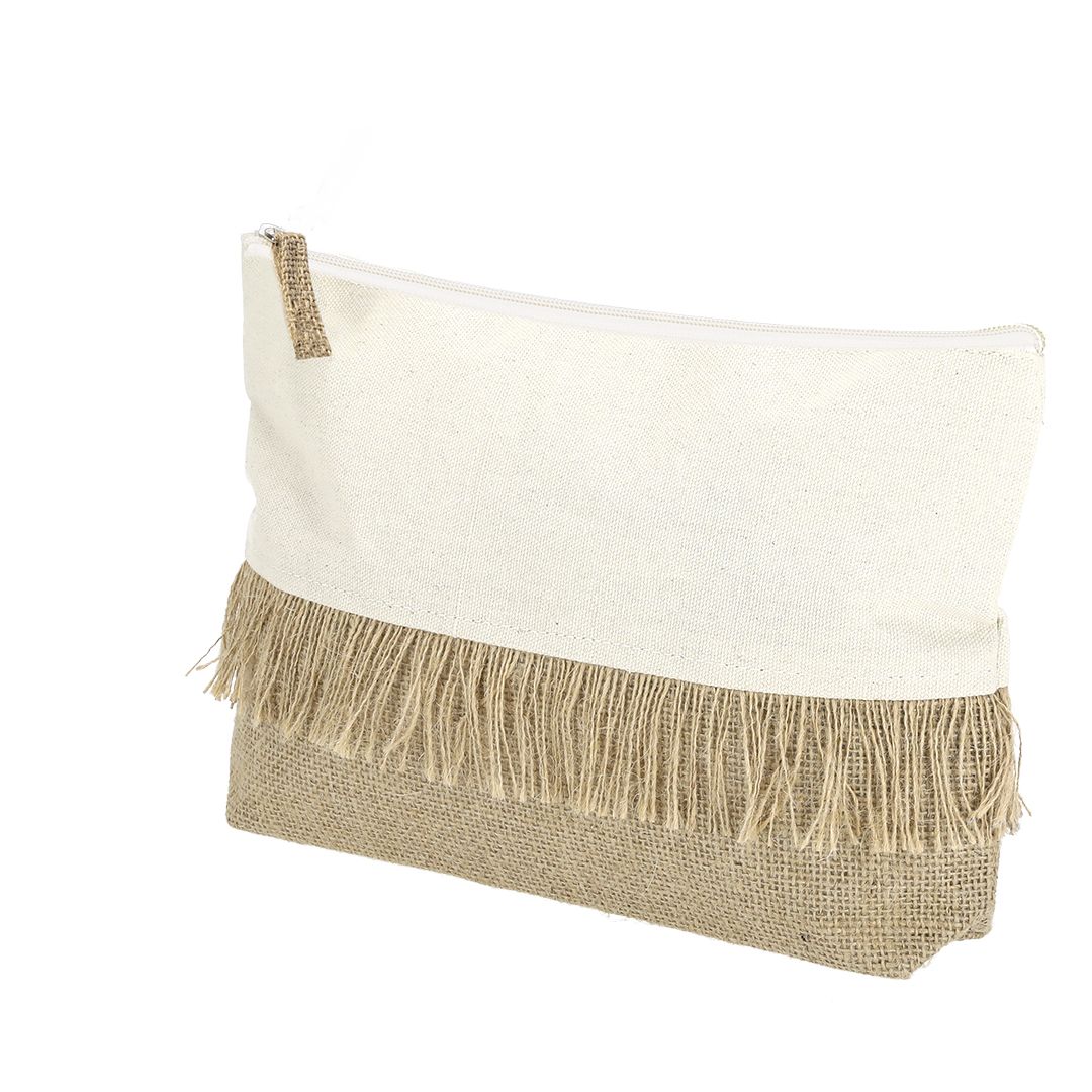 Sacchetto con zip in cotone e juta