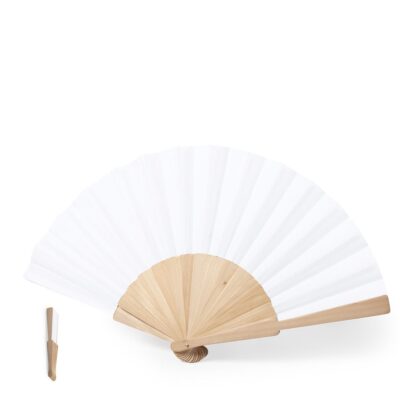 Ventaglio poliestere bianco stecche legno