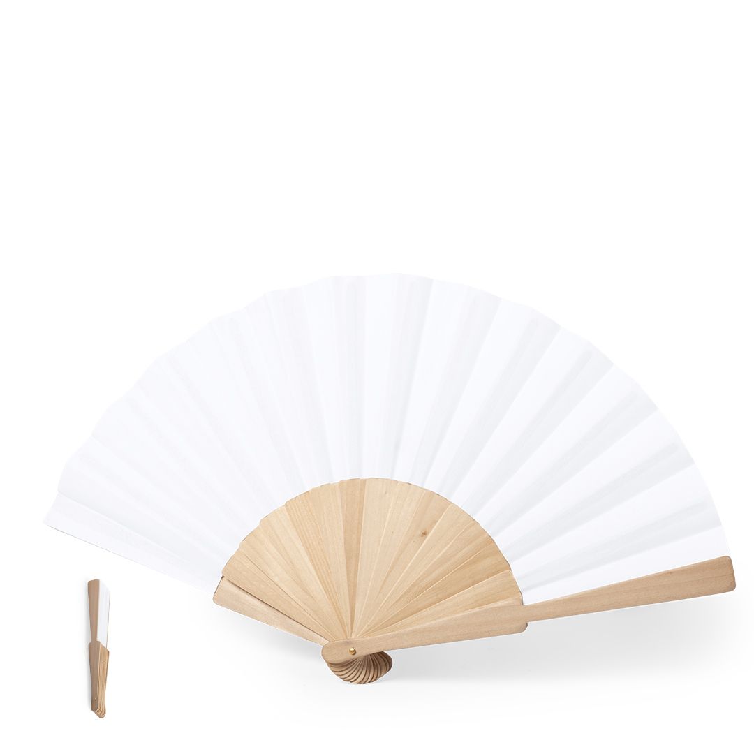 Ventaglio poliestere bianco stecche legno