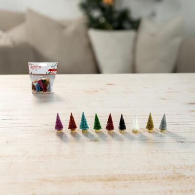Set 9 mini alberelli natalizi colorati